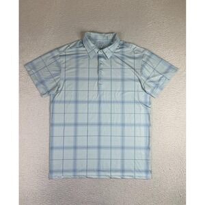 Retro Rifle Polo Shirt Mens Large Blue The Hitman Plaid Lightweight Casual